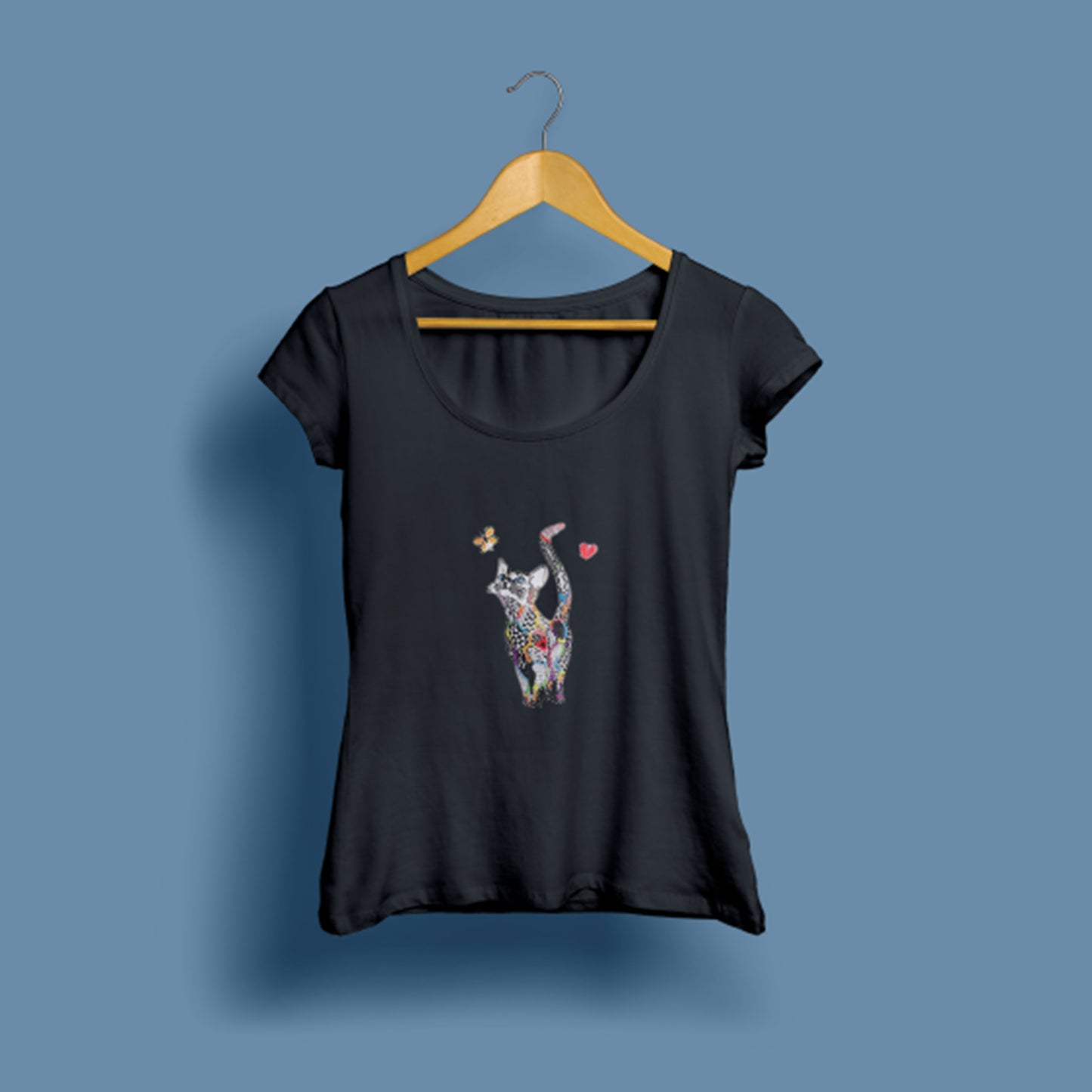 Kadın Kedi baskılı T-Shirt / Cat 101