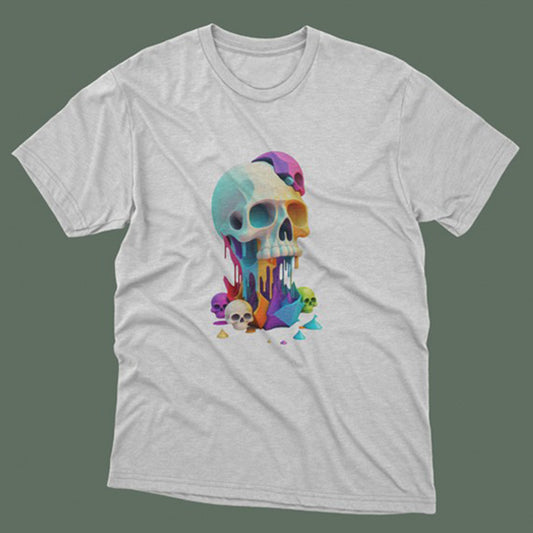 Kuru Kafa Baskılı T-Shirt / Skull 123