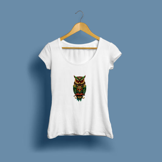 Kadın Baykuş baskılı T-Shirt / Original 109