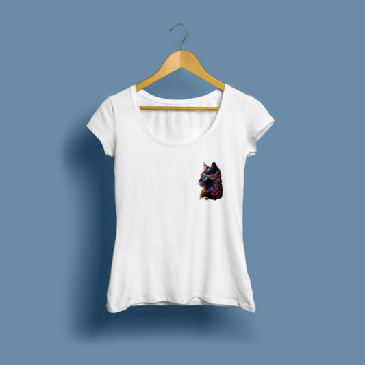 Kadın Kedi baskılı T-Shirt / Cat 110