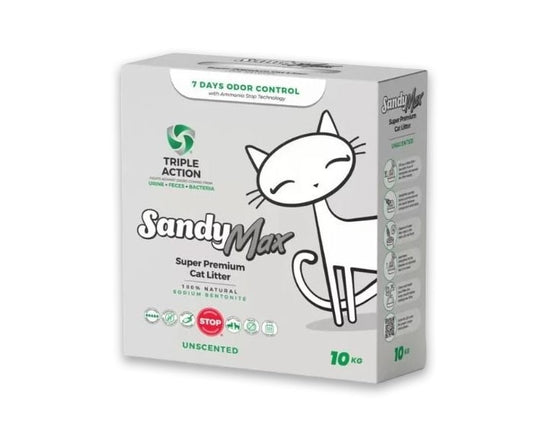 Sandy Max Triple Action Tozsuz Topaklanan Bentonit Doğal Kedi Kumu 10 Kg