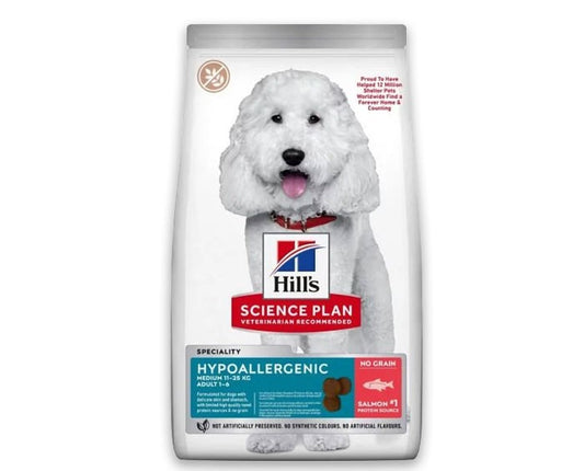 Hills Science Plan Hypoallergenic Somonlu Orta Irk Yetişkin Tahılsız Köpek Maması 2.5 Kg