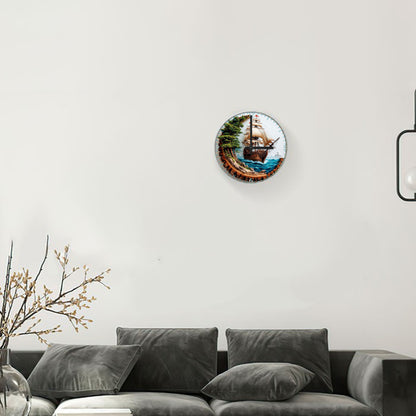 Yelkenli 25cm Cam Duvar Saati